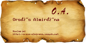 Orsós Almiréna névjegykártya