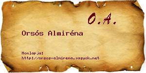 Orsós Almiréna névjegykártya